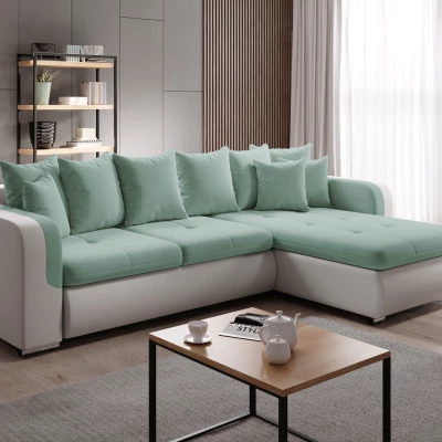 Rohová sedací souprava DAFNI MINI - bílá / mátová, pravý roh