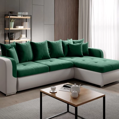 Rohová sedací souprava DAFNI MINI - bílá / zelená, pravý roh