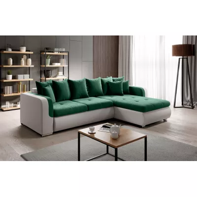 Rohová sedací souprava DAFNI MINI - bílá / zelená, pravý roh