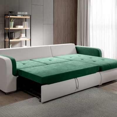 Rohová sedací souprava DAFNI MINI - bílá / zelená, pravý roh