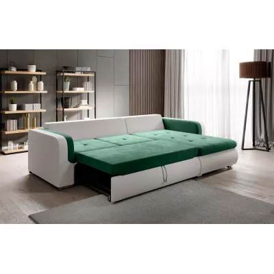 Rohová sedací souprava DAFNI MINI - bílá / zelená, pravý roh