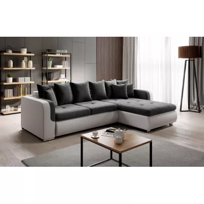 Rohová sedací souprava DAFNI MINI - bílá / tmavě šedá, pravý roh