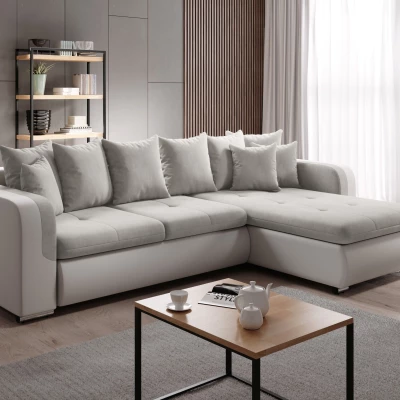 Rohová sedací souprava DAFNI MINI - bílá / světle béžová, pravý roh