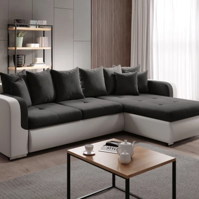 Rohová sedací souprava DAFNI MINI - bílá / černá, pravý roh