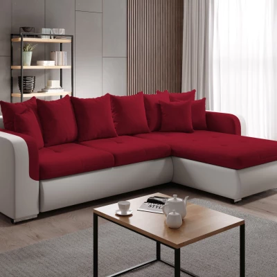 Rohová sedací souprava DAFNI MINI - bílá / červená, pravý roh