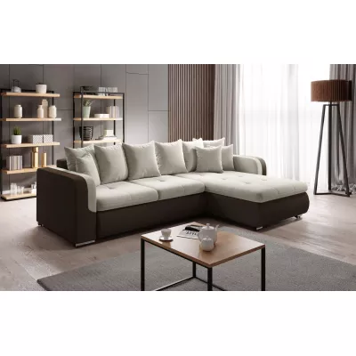 Rohová sedací souprava DAFNI MINI - hnědá / krémová, pravý roh