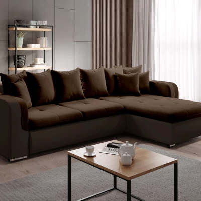 Rohová sedací souprava DAFNI MINI - hnědá, pravý roh