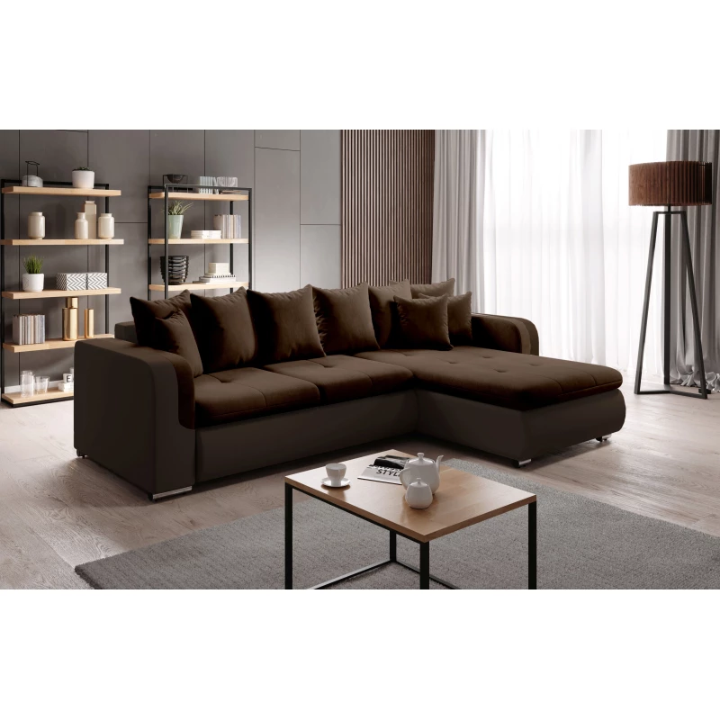 Rohová sedací souprava DAFNI MINI - hnědá, pravý roh