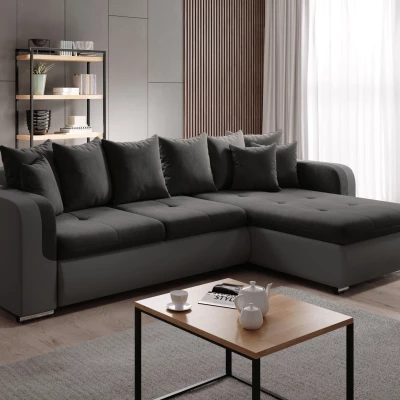 Rohová sedací souprava DAFNI MINI - šedá / černá, pravý roh