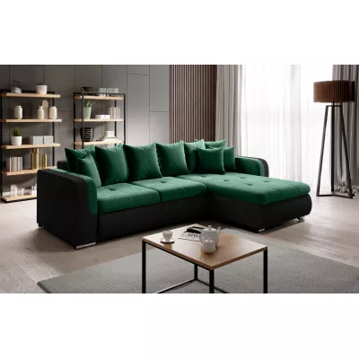 Rohová sedací souprava DAFNI MINI - černá / zelená, pravý roh