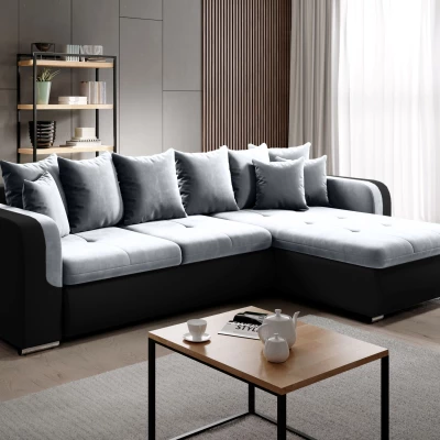 Rohová sedací souprava DAFNI MINI - černá / popelavá, pravý roh