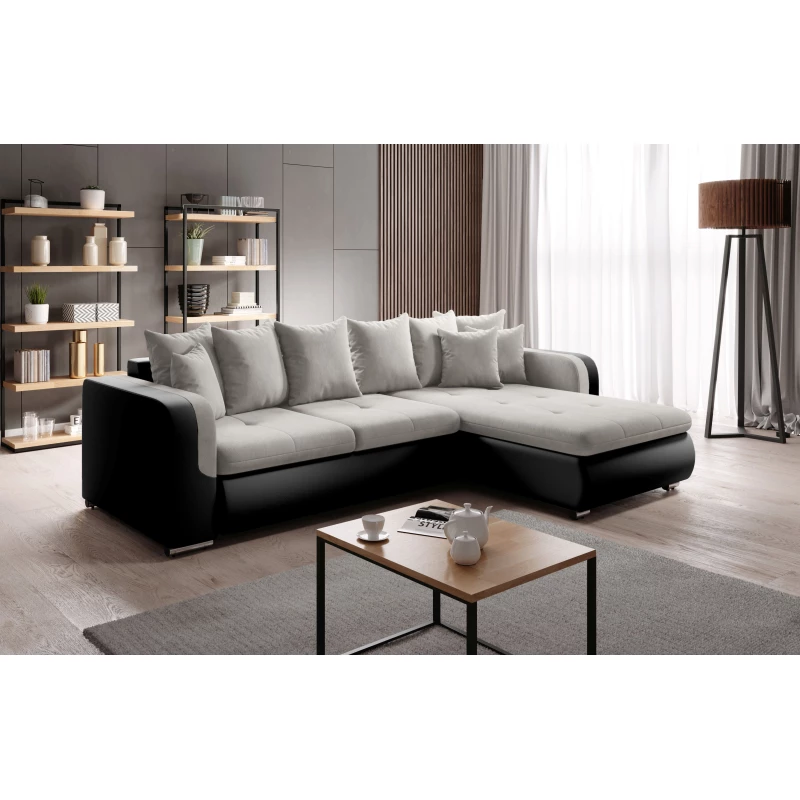 Rohová sedací souprava DAFNI MINI - černá / světle béžová, pravý roh