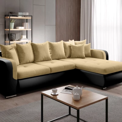 Rohová sedací souprava DAFNI MINI - černá / žlutá, pravý roh