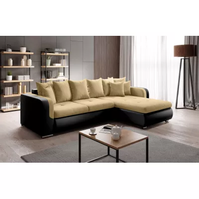 Rohová sedací souprava DAFNI MINI - černá / žlutá, pravý roh