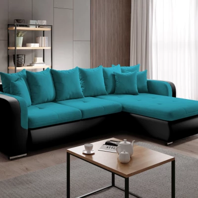 Rohová sedací souprava DAFNI MINI - černá / modrá, pravý roh