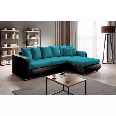 Rohová sedací souprava DAFNI MINI - černá / modrá, pravý roh