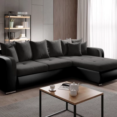 Rohová sedací souprava DAFNI MINI - černá, pravý roh