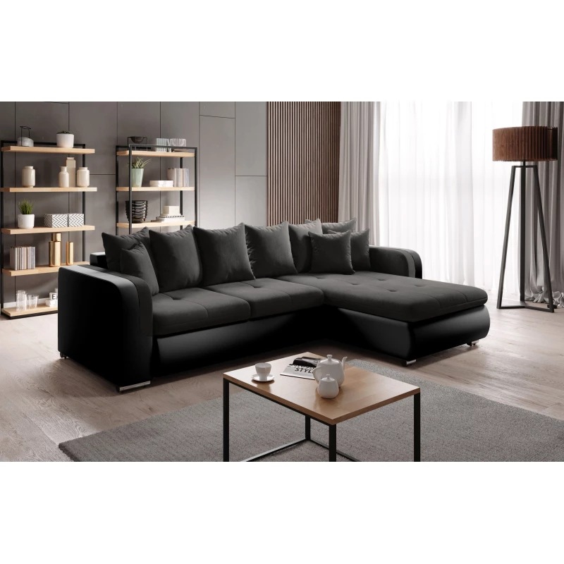 Rohová sedací souprava DAFNI MINI - černá, pravý roh