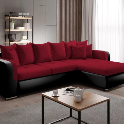 Rohová sedací souprava DAFNI MINI - černá / červená, pravý roh