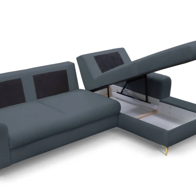 Rohová sedačka s úložným prostorem ESTENVAN - modrá, pravý roh