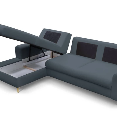 Rohová sedačka s úložným prostorem ESTENVAN - modrá, levý roh