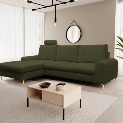 Rohová sedačka s úložným prostorem ESTENVAN - olivová, levý roh