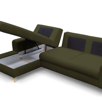 Rohová sedačka s úložným prostorem ESTENVAN - olivová, levý roh