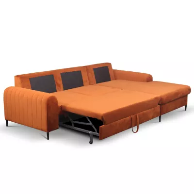 Rohová sedačka s úložným prostorem ESTENVAN - rezavá, pravý roh