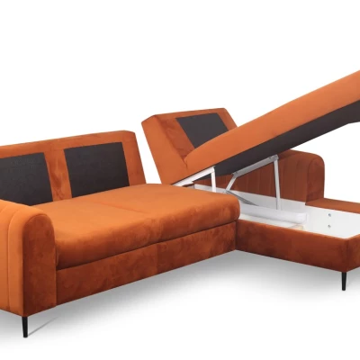 Rohová sedačka s úložným prostorem ESTENVAN - rezavá, pravý roh