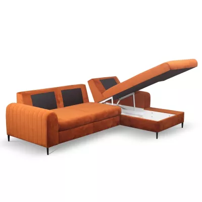 Rohová sedačka s úložným prostorem ESTENVAN - rezavá, pravý roh