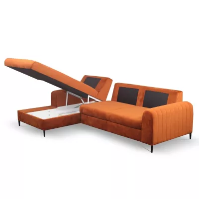 Rohová sedačka s úložným prostorem ESTENVAN - rezavá, levý roh