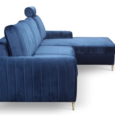 Rohová sedačka s úložným prostorem ESTENVAN - námořnická modrá, pravý roh