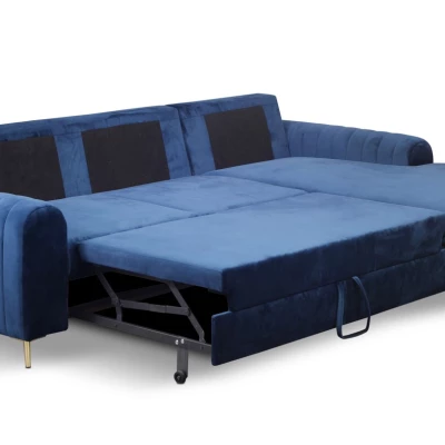 Rohová sedačka s úložným prostorem ESTENVAN - námořnická modrá, pravý roh