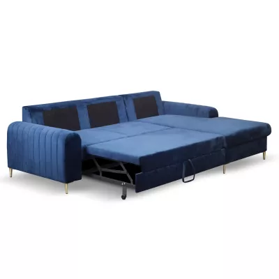 Rohová sedačka s úložným prostorem ESTENVAN - námořnická modrá, pravý roh