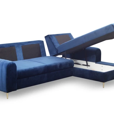Rohová sedačka s úložným prostorem ESTENVAN - námořnická modrá, pravý roh
