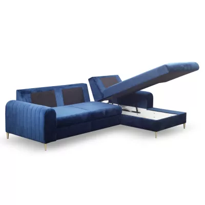 Rohová sedačka s úložným prostorem ESTENVAN - námořnická modrá, pravý roh