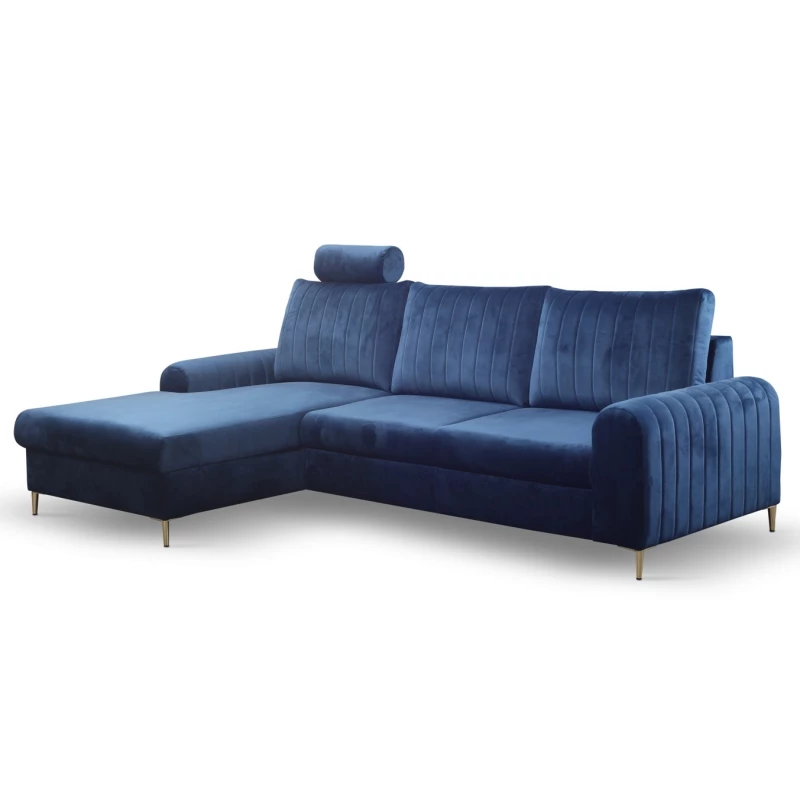 Rohová sedačka s úložným prostorem ESTENVAN - námořnická modrá, levý roh
