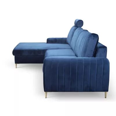 Rohová sedačka s úložným prostorem ESTENVAN - námořnická modrá, levý roh