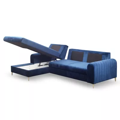 Rohová sedačka s úložným prostorem ESTENVAN - námořnická modrá, levý roh