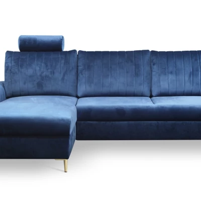 Rohová sedačka s úložným prostorem ESTENVAN - námořnická modrá, levý roh