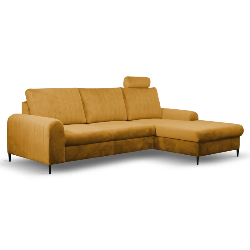 Rohová sedačka s úložným prostorem ESTENVAN - hořčicová, pravý roh