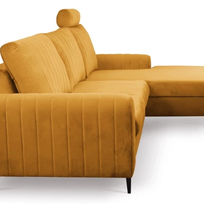 Rohová sedačka s úložným prostorem ESTENVAN - hořčicová, pravý roh