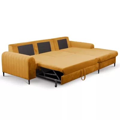 Rohová sedačka s úložným prostorem ESTENVAN - hořčicová, pravý roh