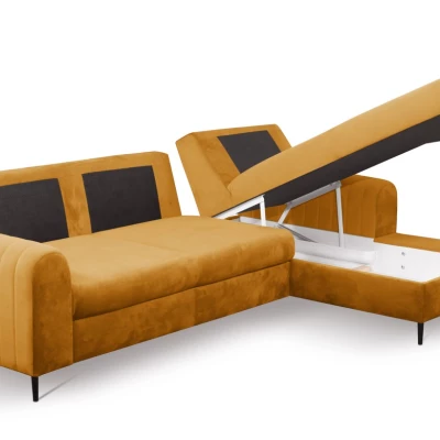 Rohová sedačka s úložným prostorem ESTENVAN - hořčicová, pravý roh