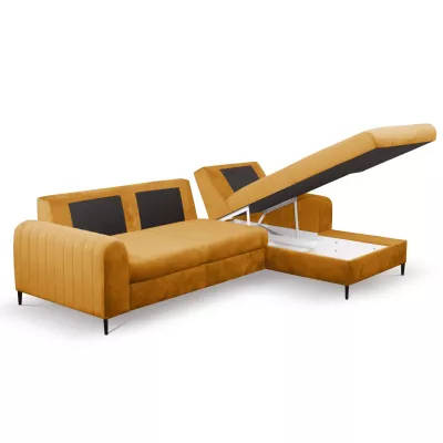 Rohová sedačka s úložným prostorem ESTENVAN - hořčicová, pravý roh