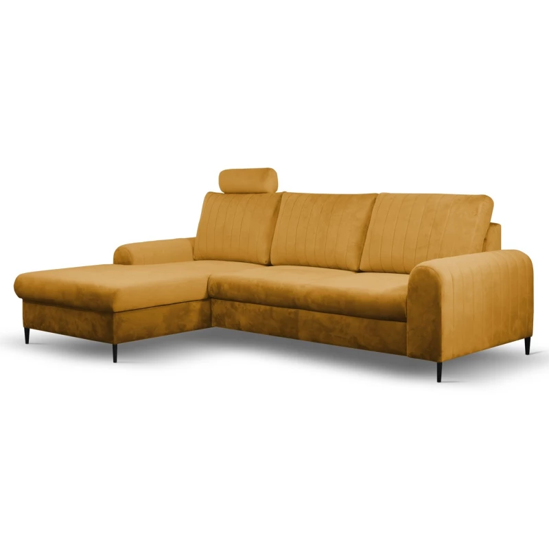 Rohová sedačka s úložným prostorem ESTENVAN - hořčicová, levý roh