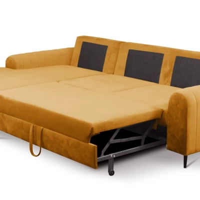 Rohová sedačka s úložným prostorem ESTENVAN - hořčicová, levý roh