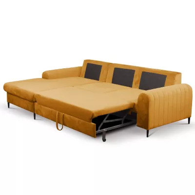 Rohová sedačka s úložným prostorem ESTENVAN - hořčicová, levý roh