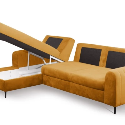 Rohová sedačka s úložným prostorem ESTENVAN - hořčicová, levý roh