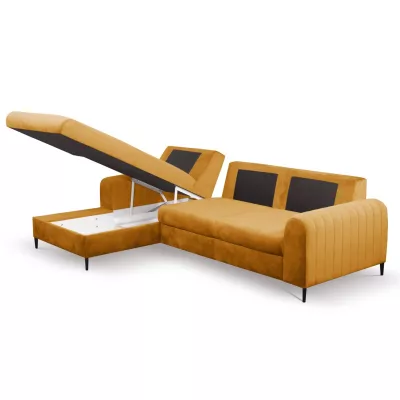 Rohová sedačka s úložným prostorem ESTENVAN - hořčicová, levý roh